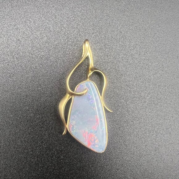 Natural Australian Black Opal Pendant set in 14K Gold, Stunning Rare Opal Pendan - Picture 1 of 8